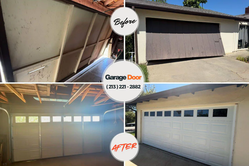 Before and after: garage door repair McLendon-Chisholm, TX